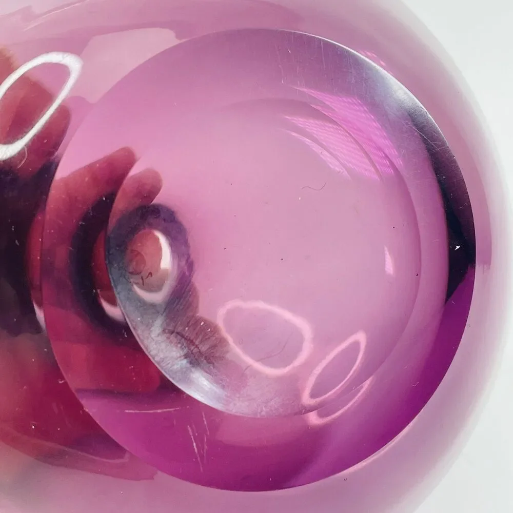 Vintage Amethyst Purple Art Glass Vase Bulbous Tear Drop Shape 6